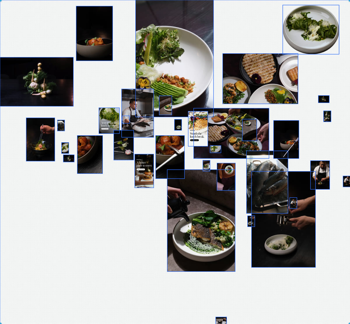 Board three: the dishes laid out close